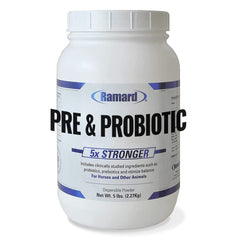 Ramard Total Prébiotique et Probiotique pour chevaux, pot vu de face, soutien digestif potentiel.