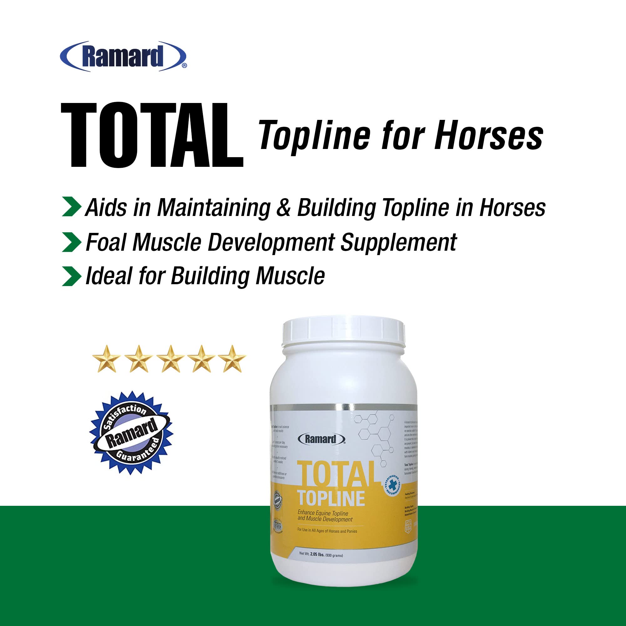 Ramard Total Topline Poudre, cheval en mouvement, soutien musculaire potentiel après l'effort.