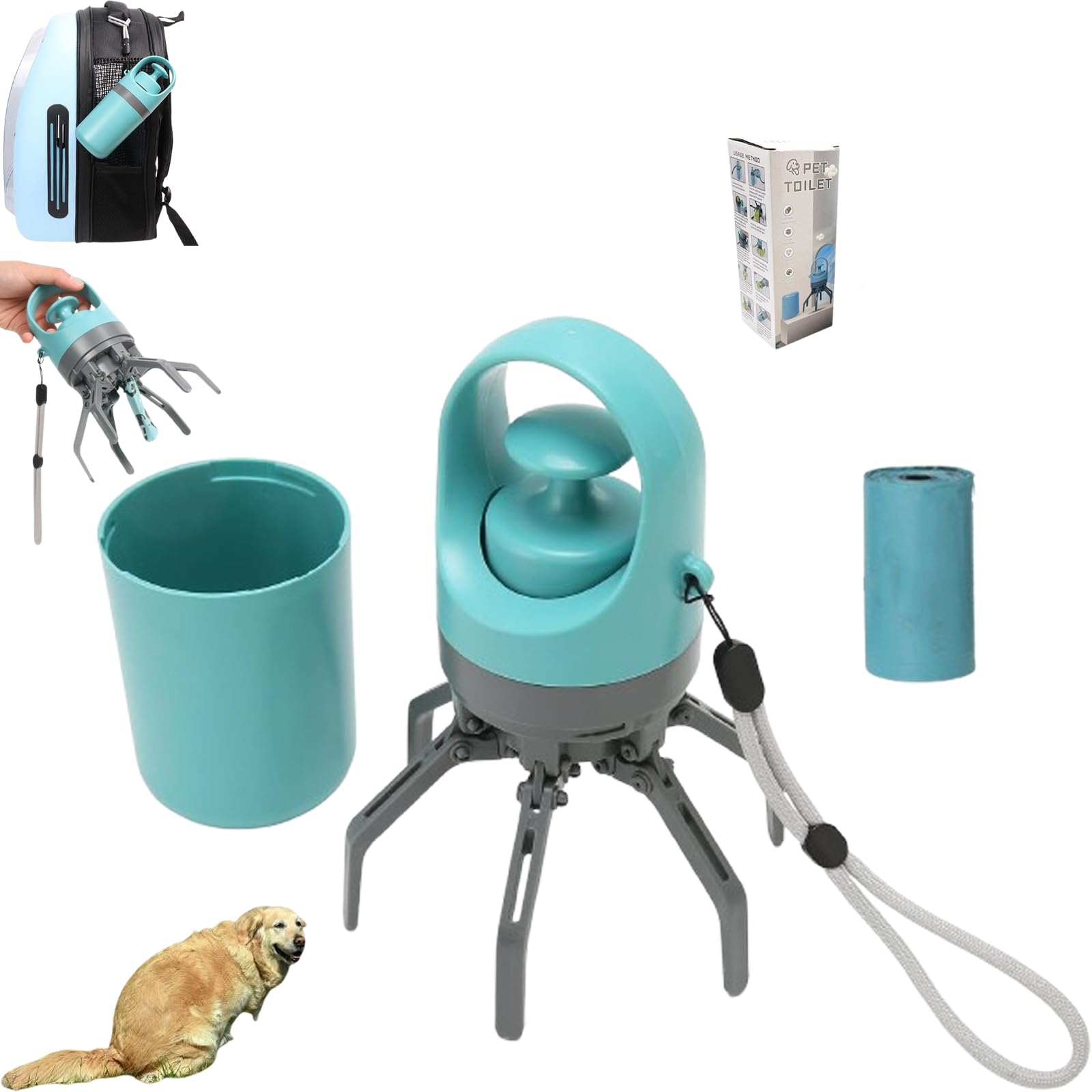 Ramasse-crottes portable avec distributeur de sacs intégré pour balades propres
