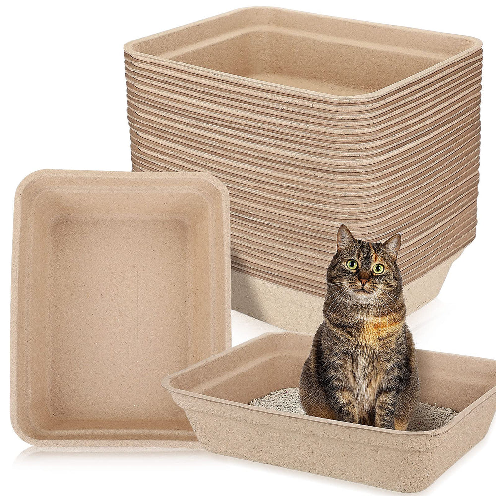 Ramede, boîtes-litière-papier-jetables-30-pack, pratique et hygiénique pour le quotidien des chats.