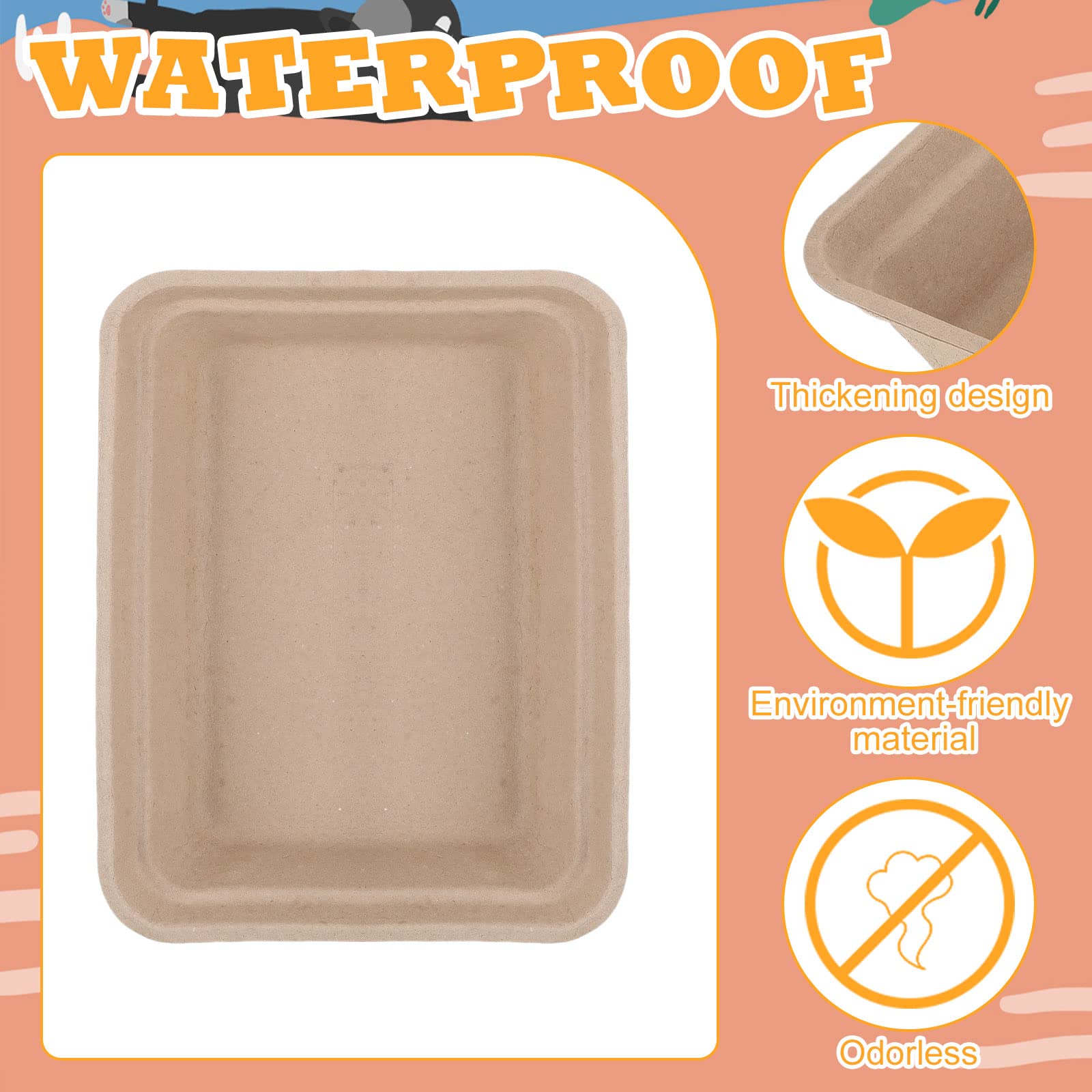 Ramede-boîtes-litière-papier-liner-compatibles-bacs, utiles comme liner pratique.