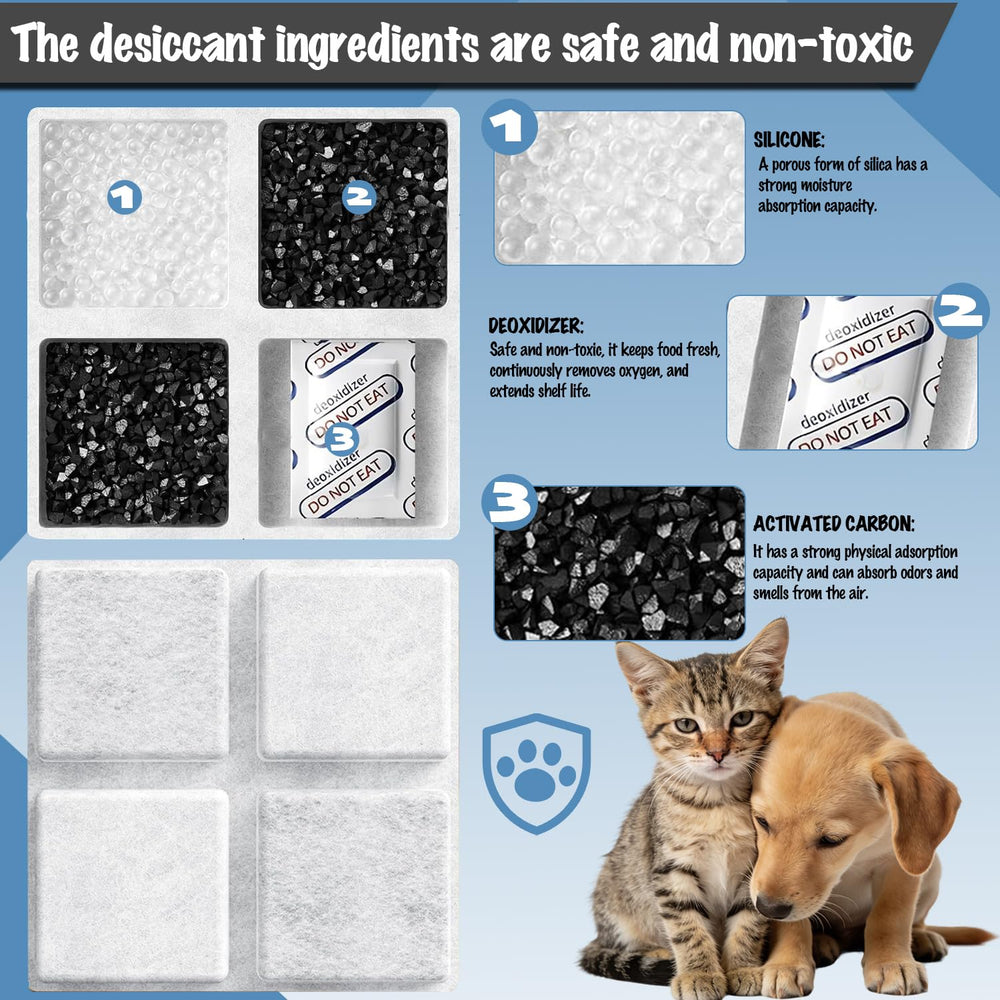 Sachets dessiccants Rastalola compatibles Petlibro, faciles à remplacer pour une stockage propre.