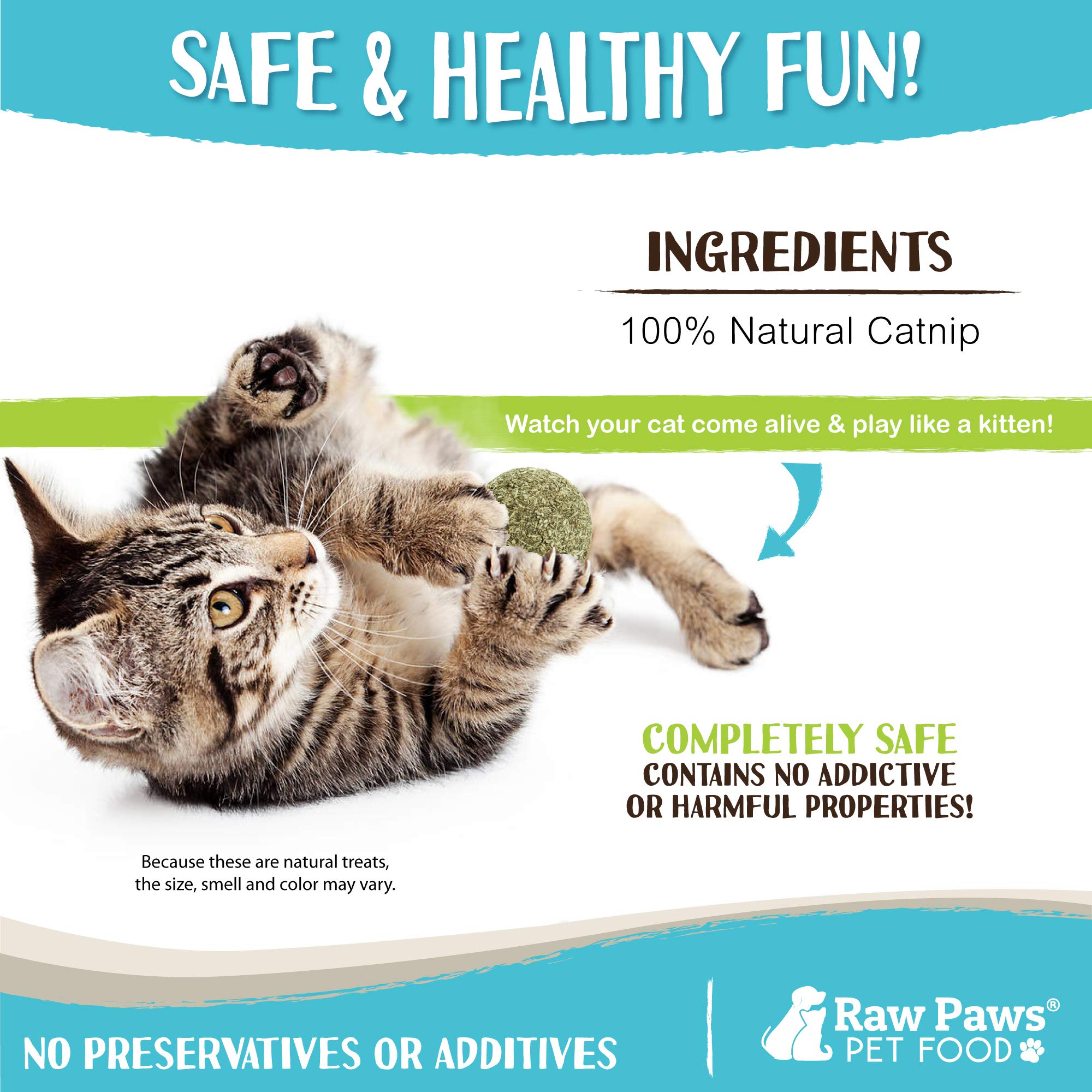 Raw Paws Balles d'Herbe à Chat – jouet interactif, incite à l’activité physique.
