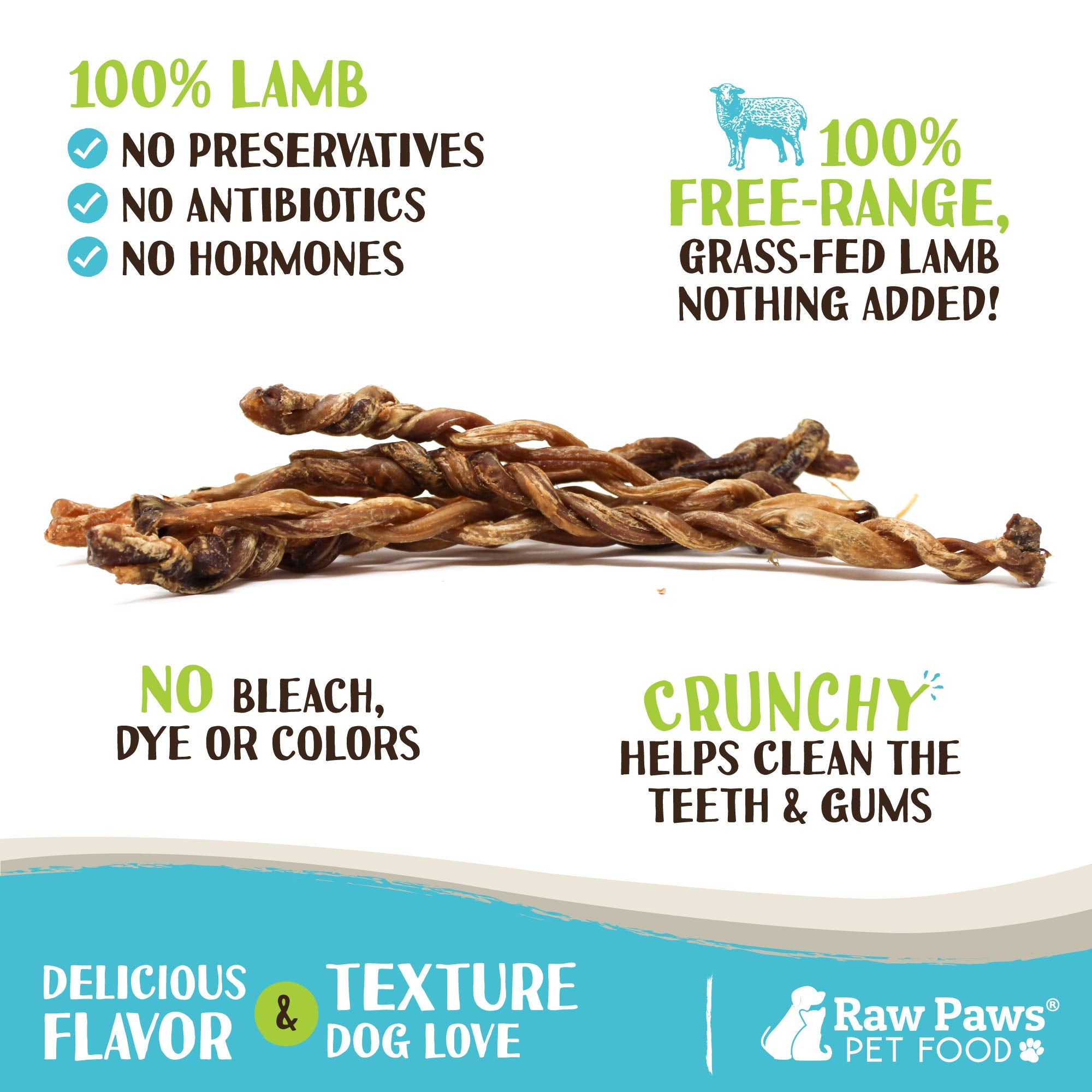 Raw Paws bâton d’agneau sans céréales, alternative digeste et pratique pour récompenses.