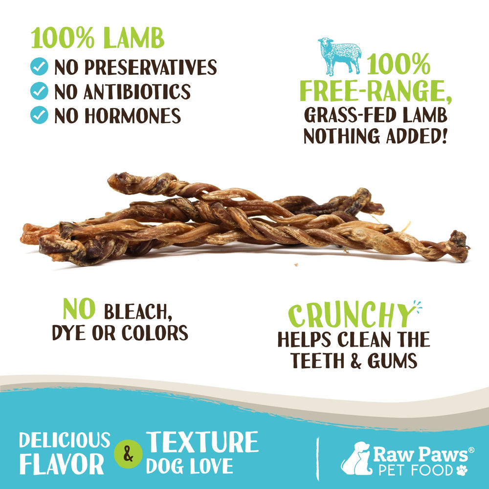 Raw Paws bâton d’agneau sans céréales, alternative digeste et pratique pour récompenses.