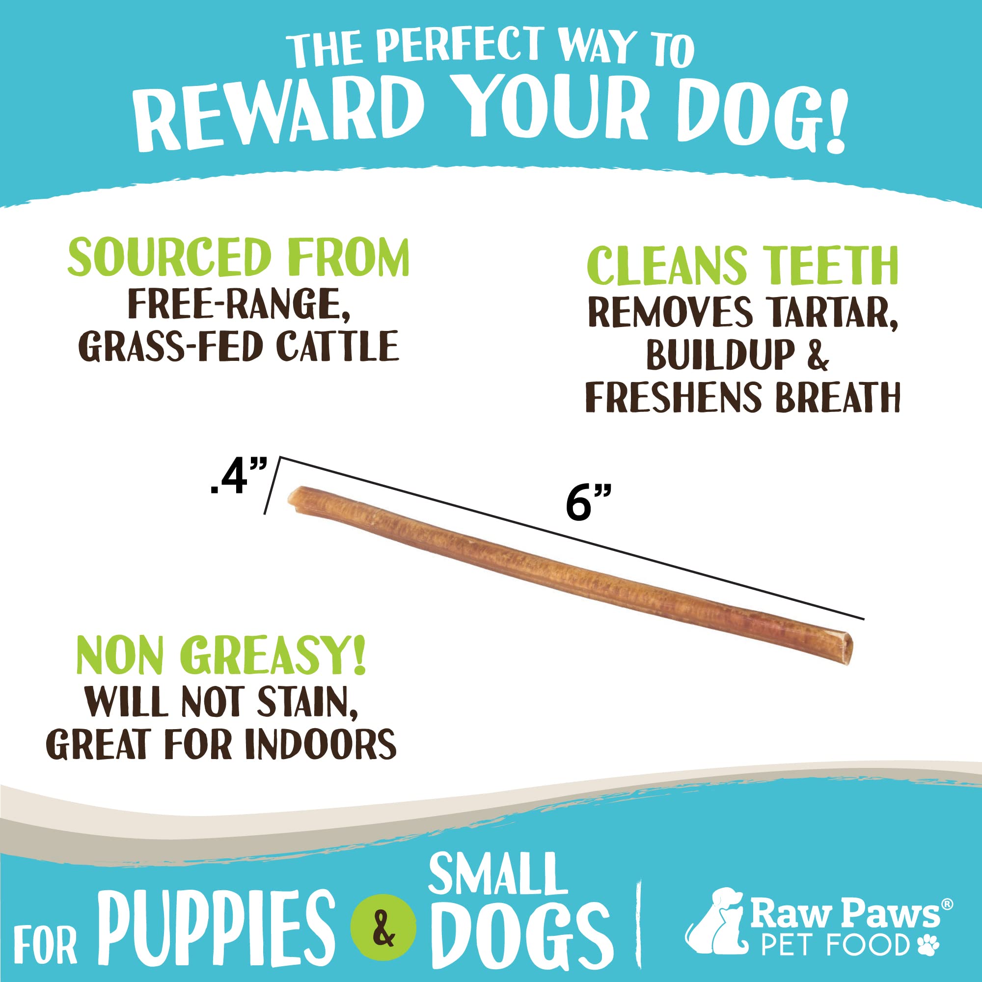 Raw Paws Bâtonnets de bœuf en action: chiot mâche calmement