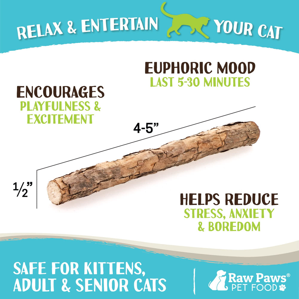 Raw Paws batons silvervine, hygiène dentaire et nettoyage des dents du chat.