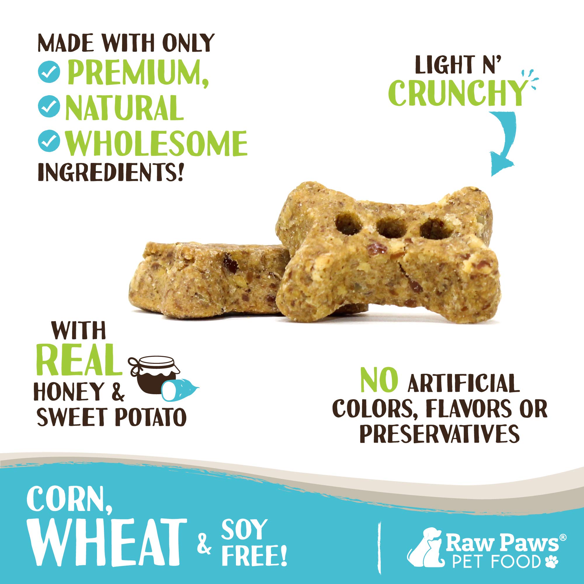 Friandise Raw Paws pour chiens, petit format en forme d'os, idéale pour l'entraînement.