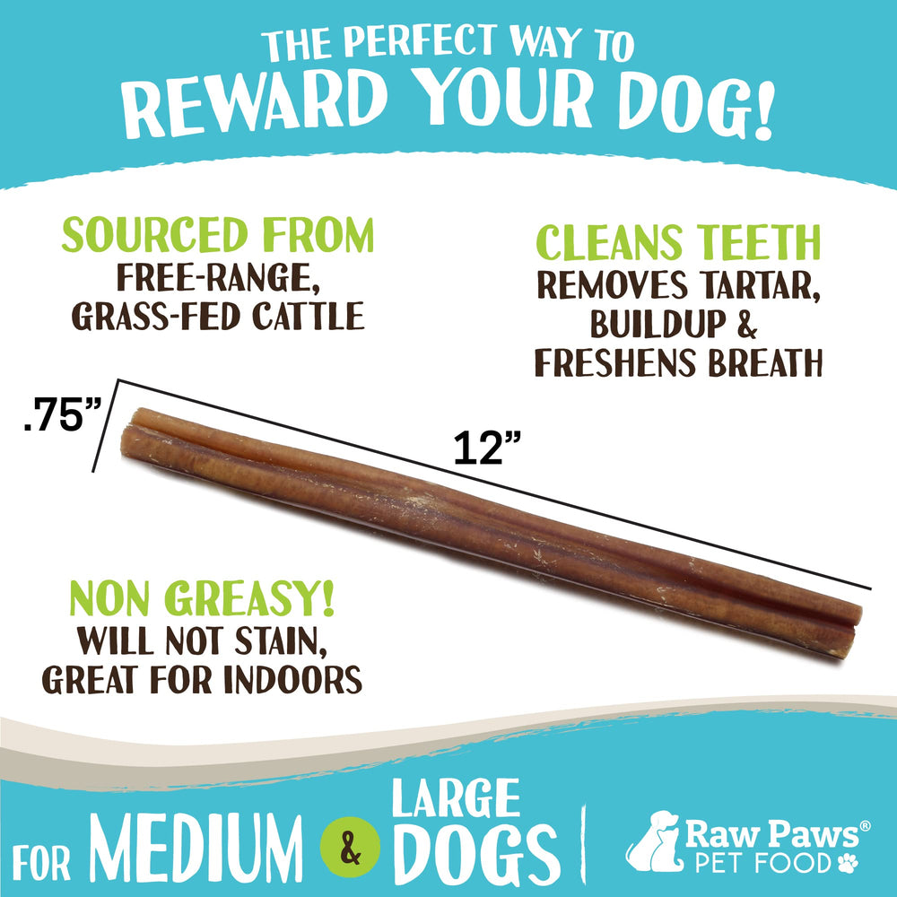 Bâtonnets pizzle Raw Paws d'origine bovine en plein air, sans antibiotiques.