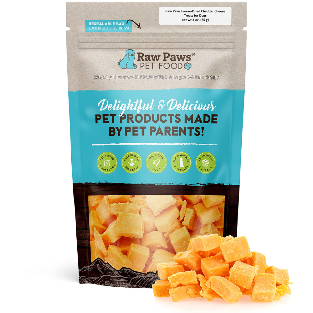 Raw Paws friandises cheddar en sachet 3oz, service pratique lors de l'entraînement.