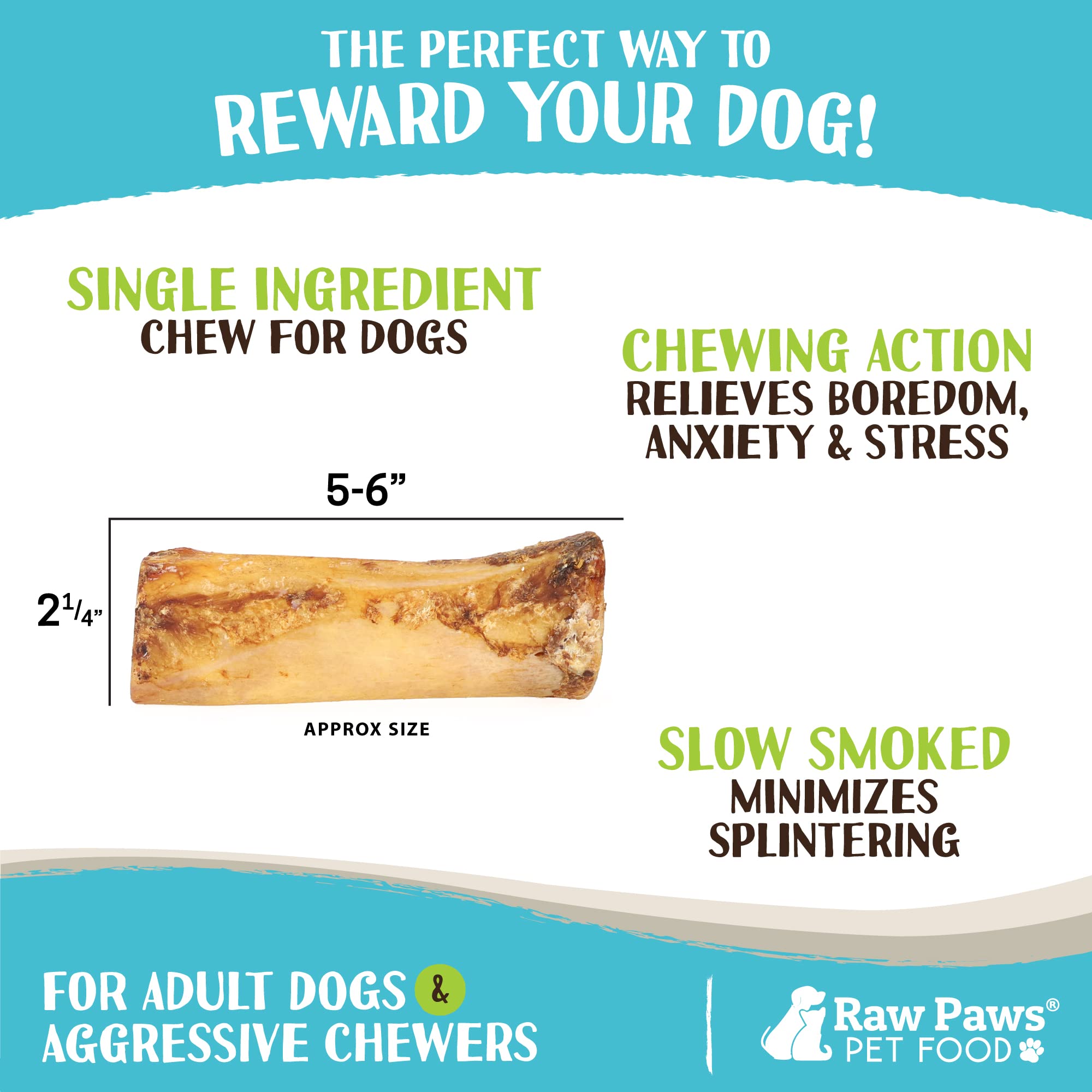 Raw Paws chien mâchant os à moelle solide, divertissement durable.