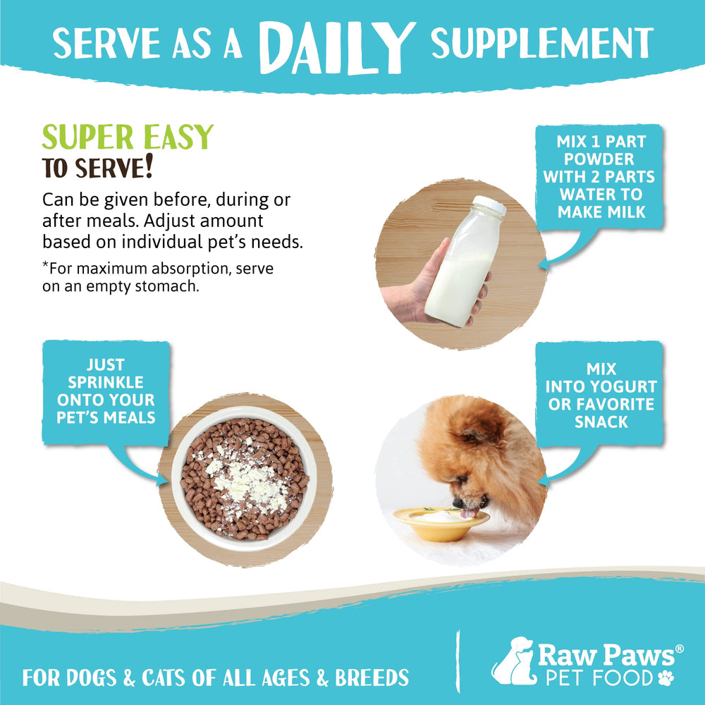Dosage en grammes du colostrum Raw Paws en poudre.