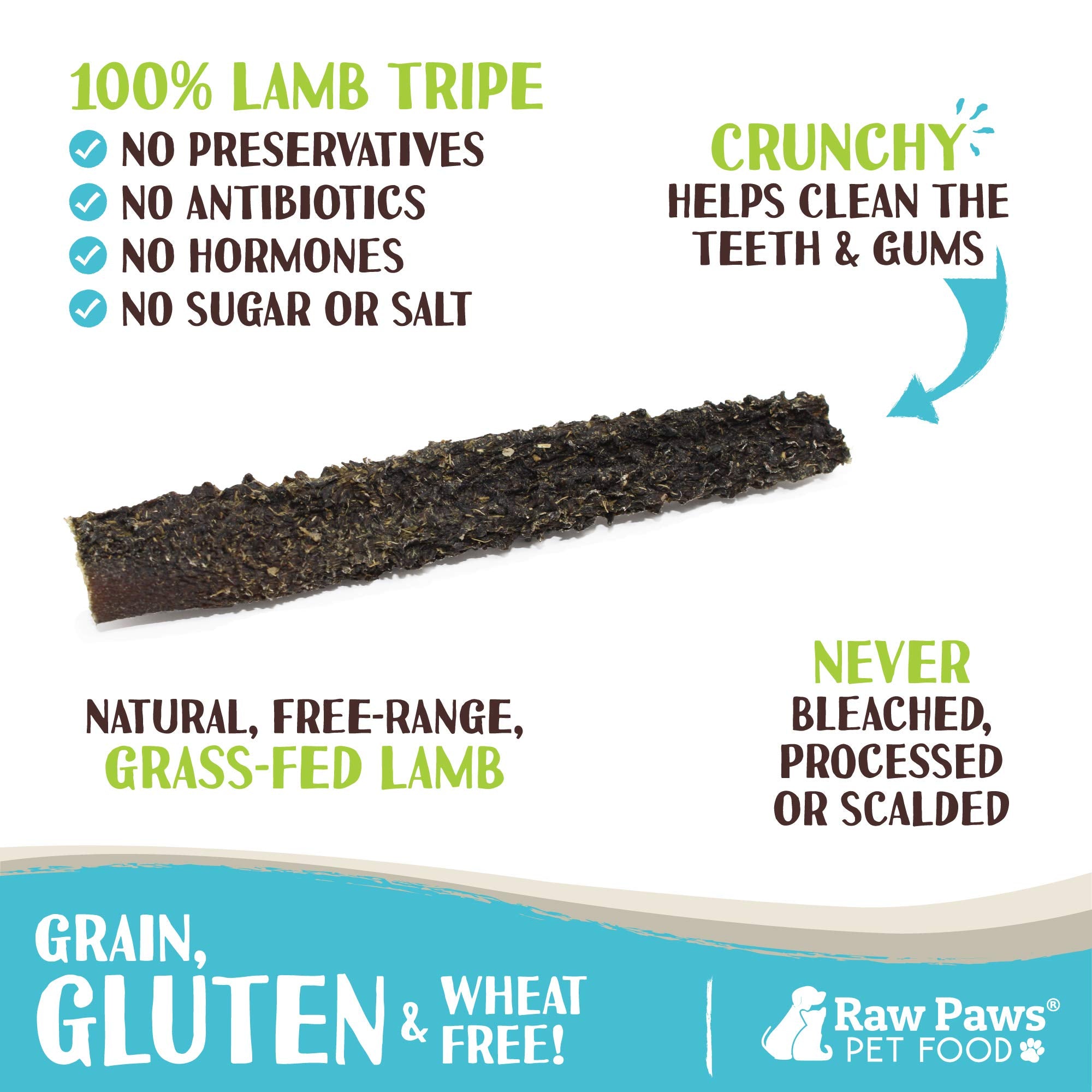 Raw Paws conditionnement-tripes-agneau: emballage pratique et naturel sans additifs.