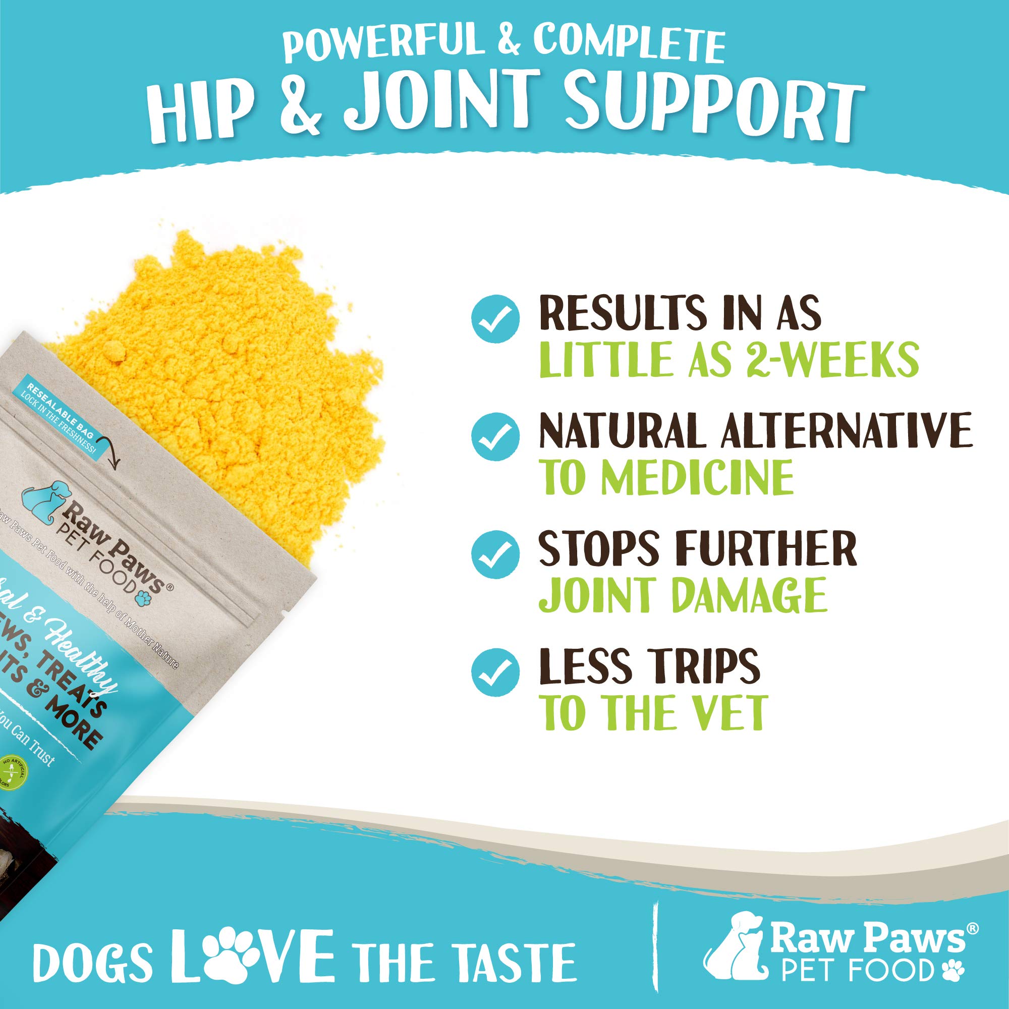 Versement de la poudre Raw Paws, dosage facile au quotidien.