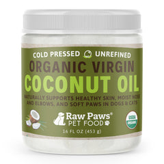 Raw Paws – bouteille huile coco bio vierge de 16 onces, pour peau et pelage.