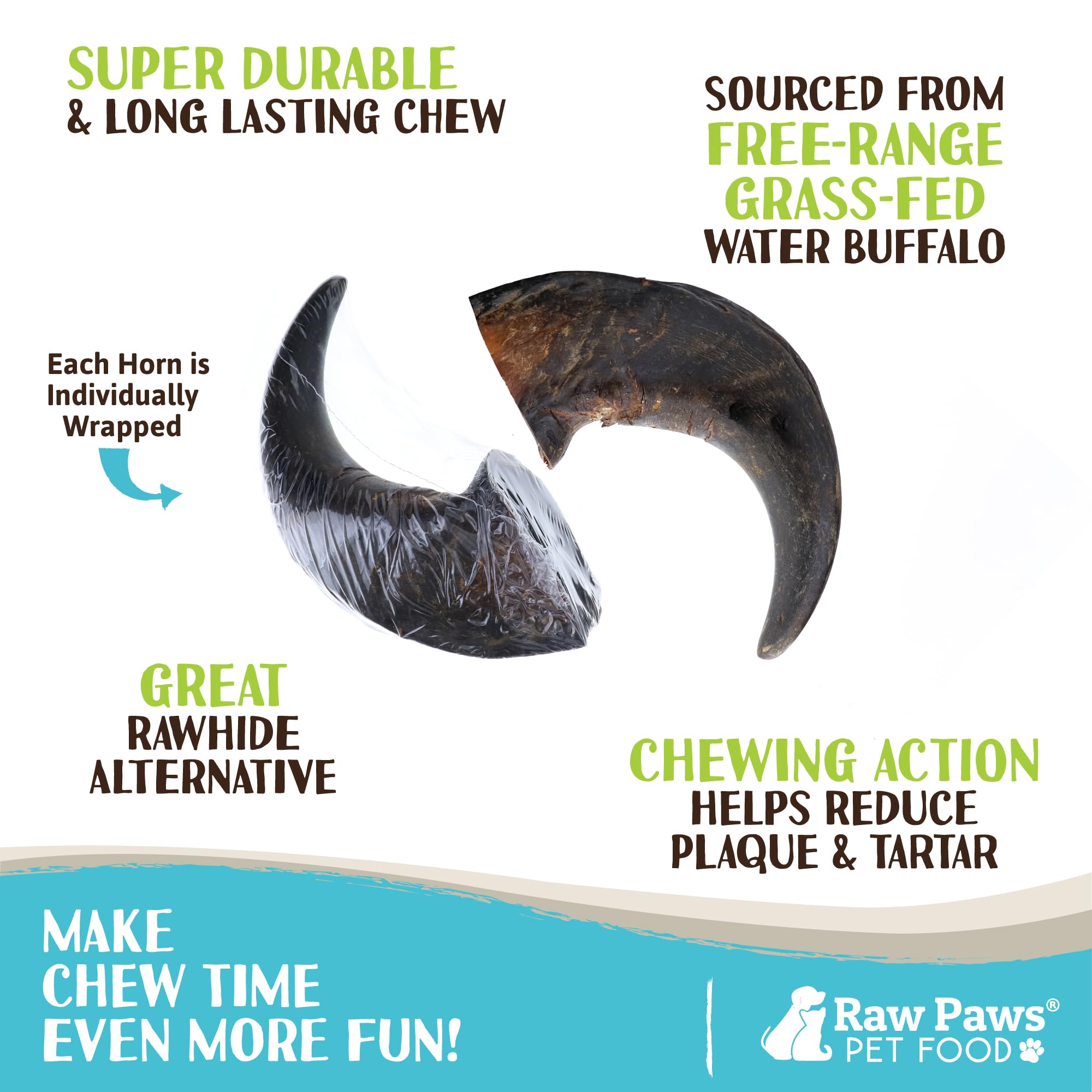 Origine Raw Paws: cornes de buffle provenant de fermes familiales.