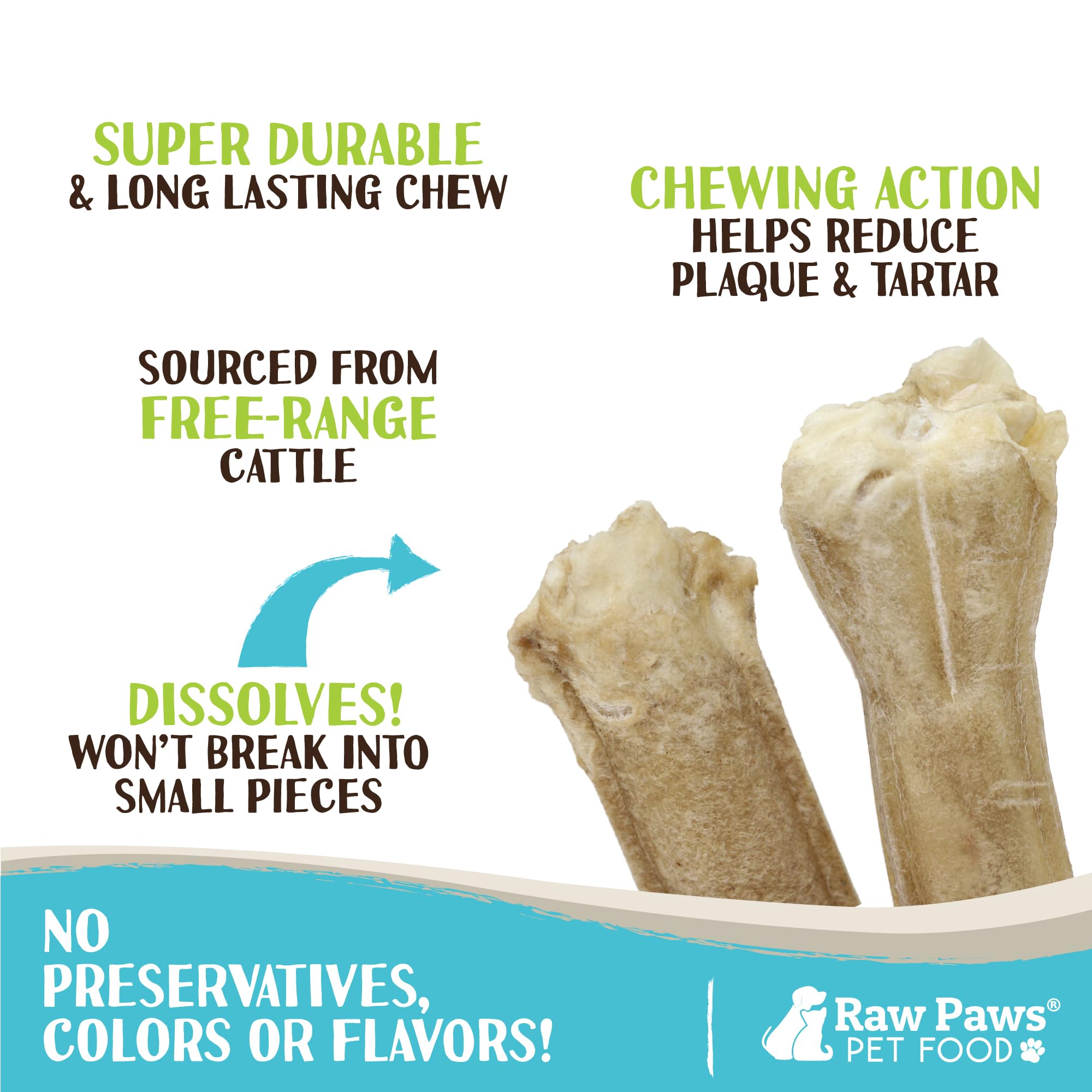 Raw Paws os en cuir brut comprimé, assortiment pour gros chien, peut canaliser l'énergie par la mastication.