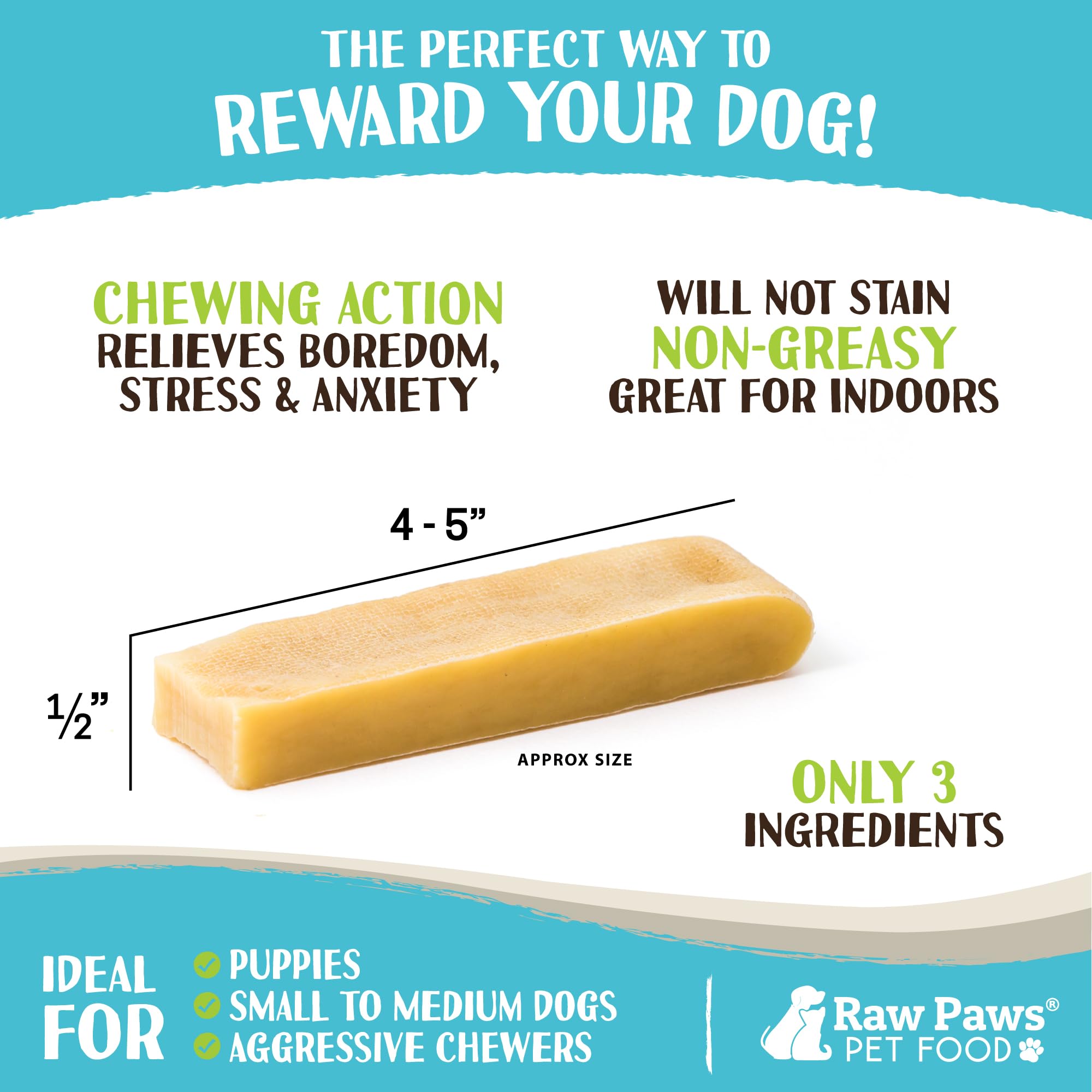 Raw Paws os yak Himalayen pour chien — dentition saine et mastication régulière
