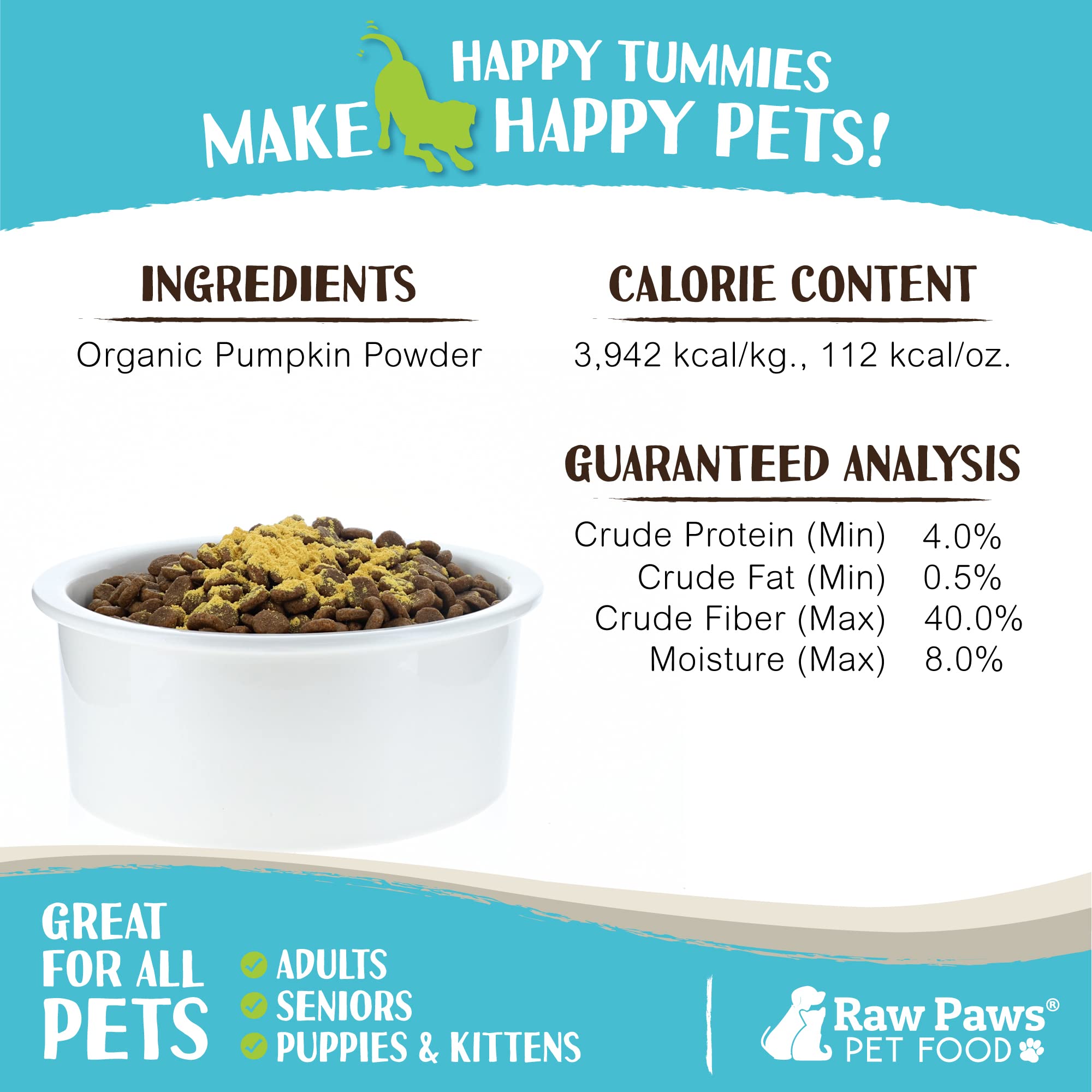 Raw Paws Poudre Citrouille Topper — Chat et chien savourent un repas savoureux et nutritif.