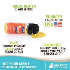 Raw Paws Poudre Citrouille Topper — Versement sur la nourriture pour stimuler l'appétit.