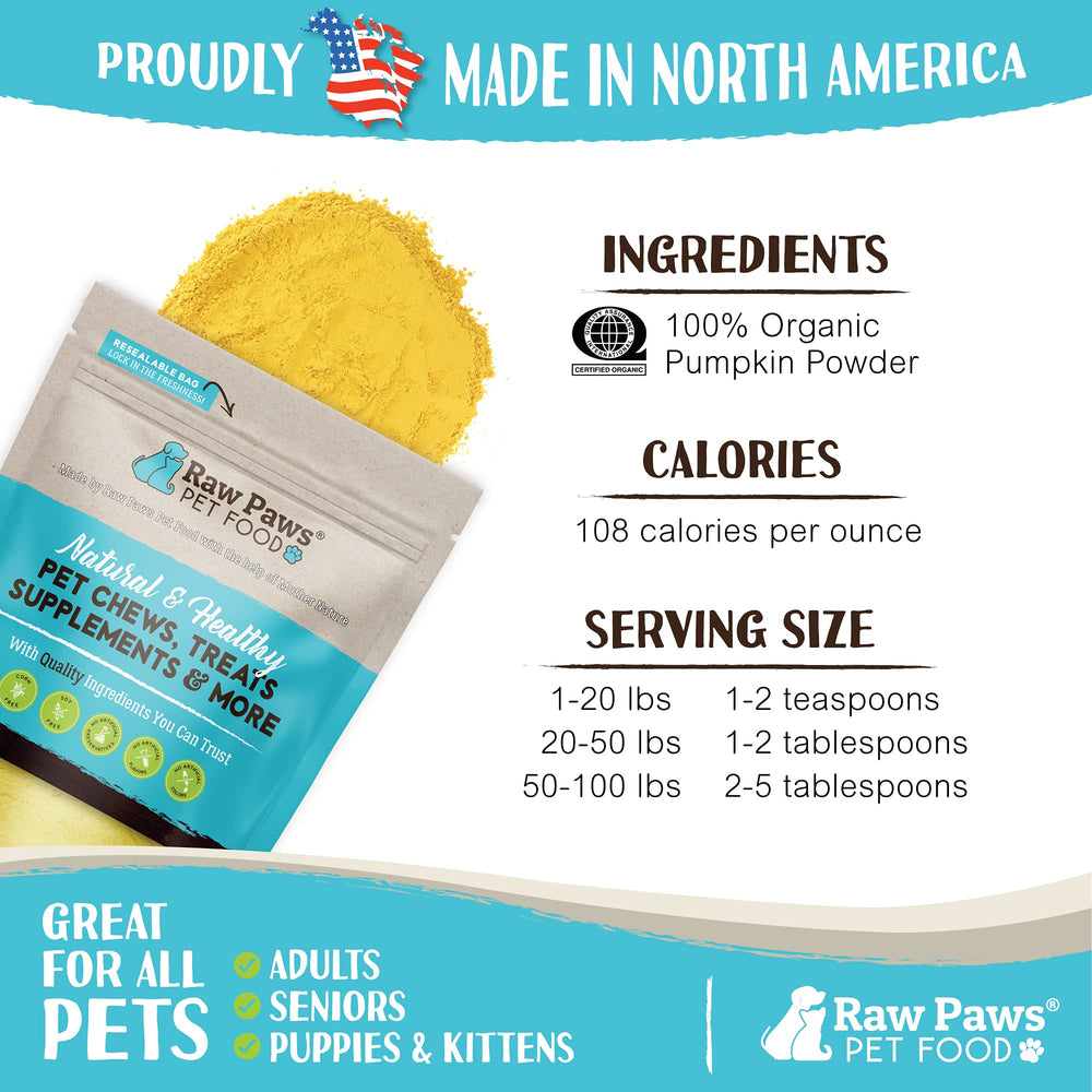 Raw Paws Potiron Bio flacon sans conservateurs, pur et naturel pour animaux.