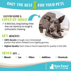 Texture abrasive Raw Paws pour nettoyer dents et gencives des chiens.