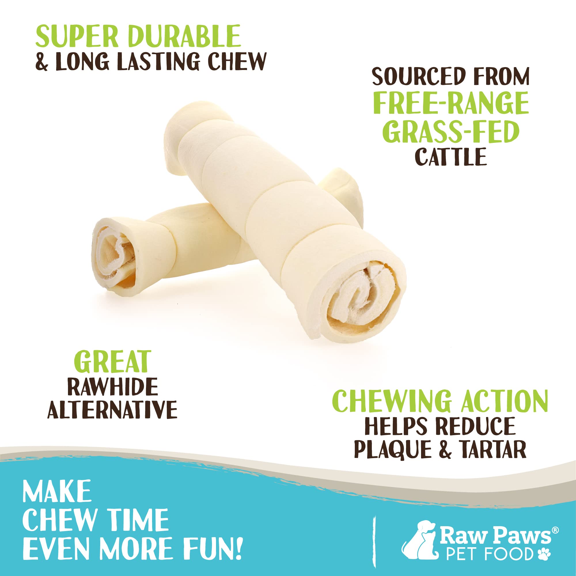 Raw Paws texture rouleaux joue boeuf, détail riche pour la mastication.