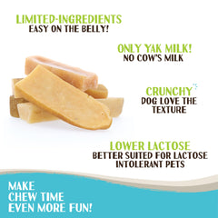 Raw Paws Yak Chews petit chien, morceaux durables pour mastication.
