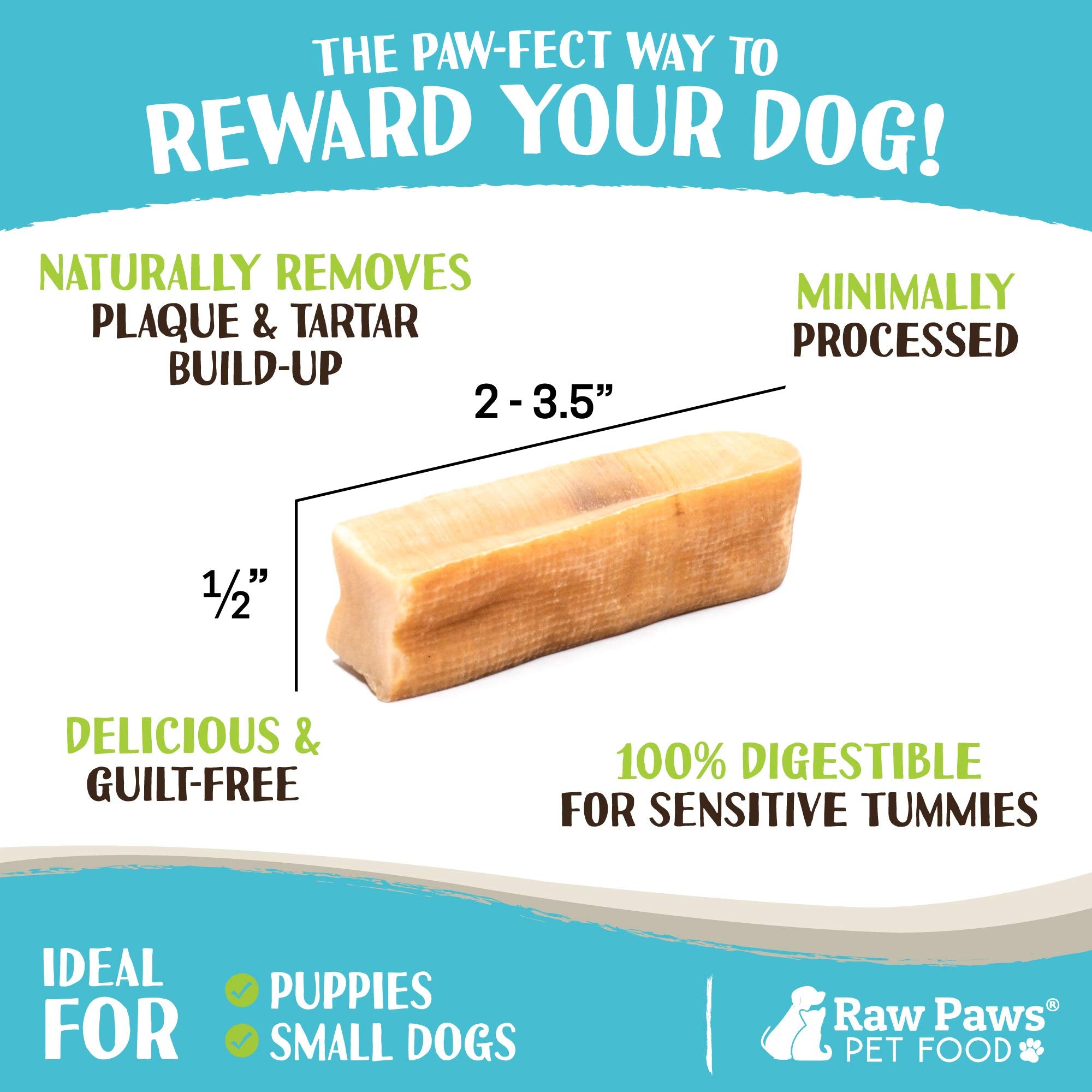 Raw Paws Himalayan Yak Chews, soutien dentaire naturel pour chiens.