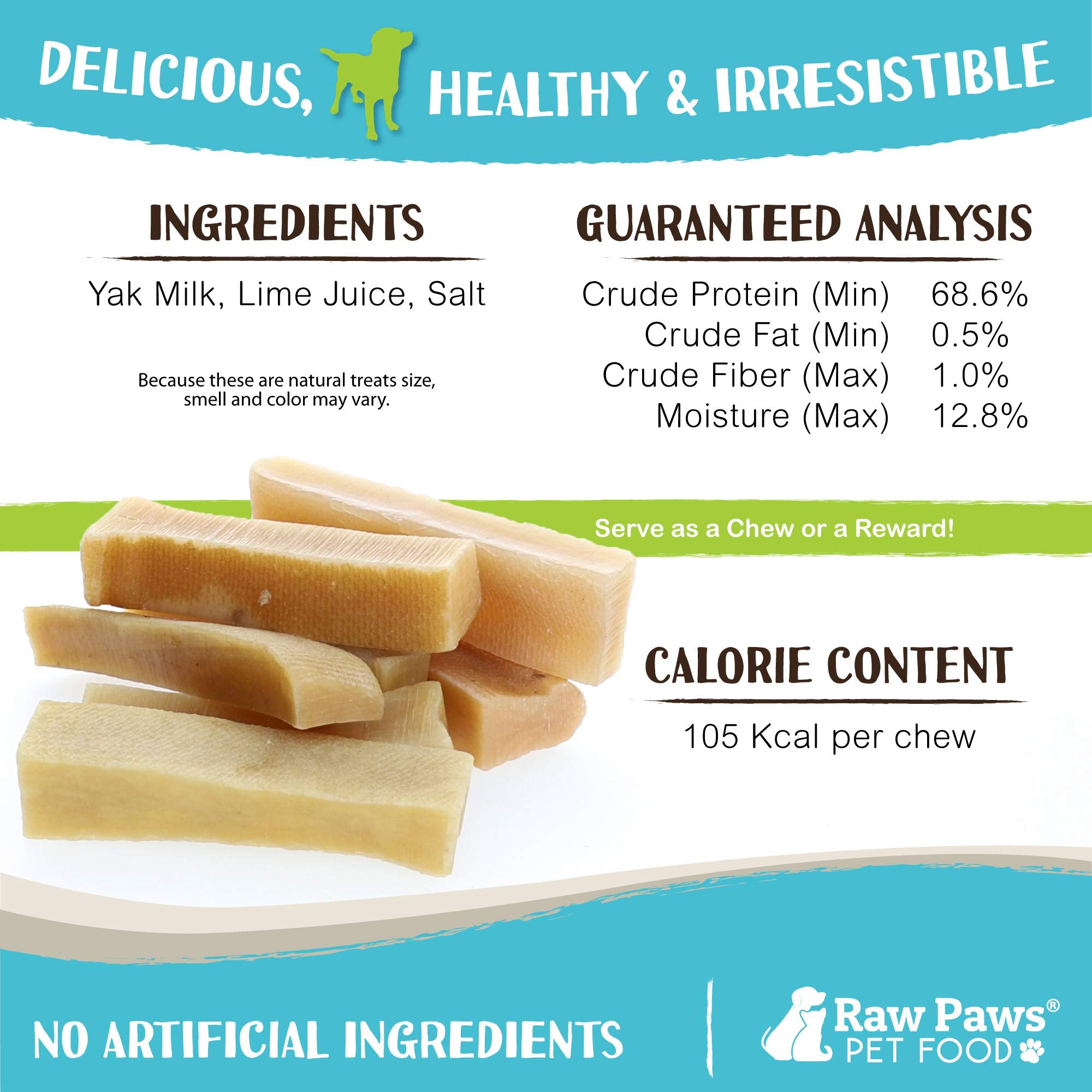 Raw Paws Yak Chews, friandise calmante pour chiens anxieux.