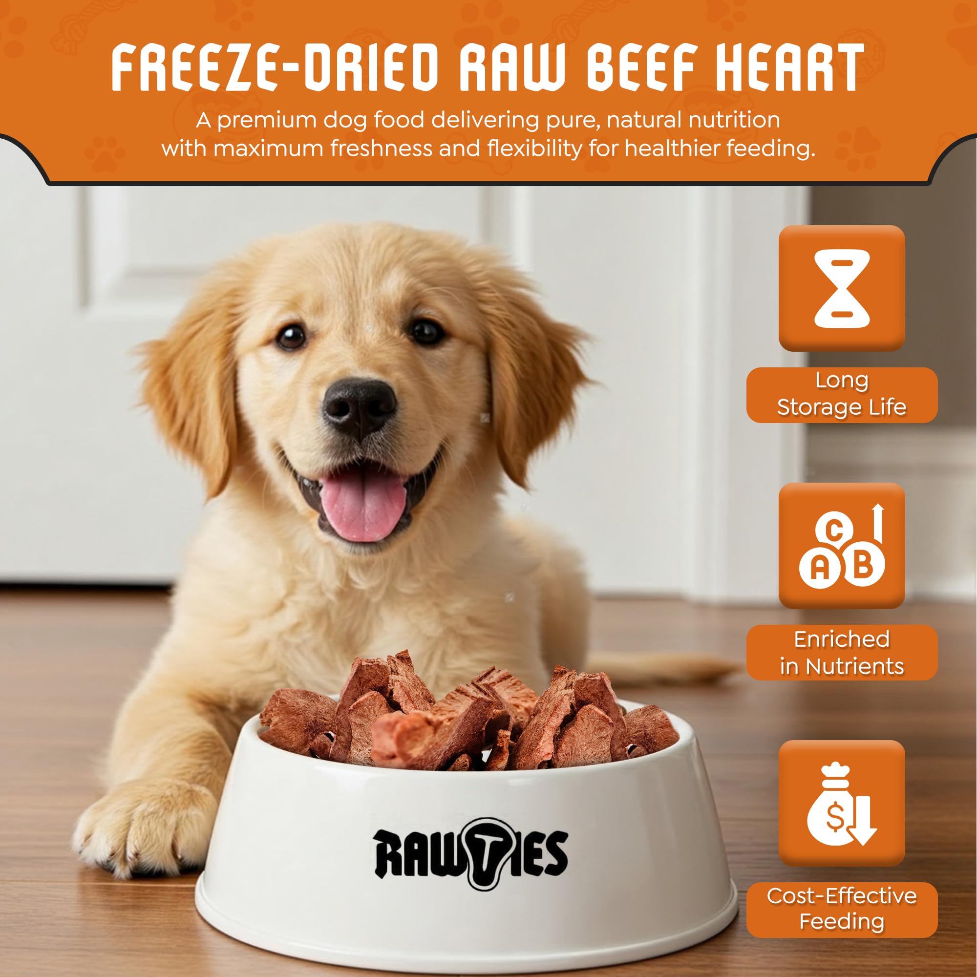 Portions RAWTIES en coeur de boeuf séché, faciles à doser