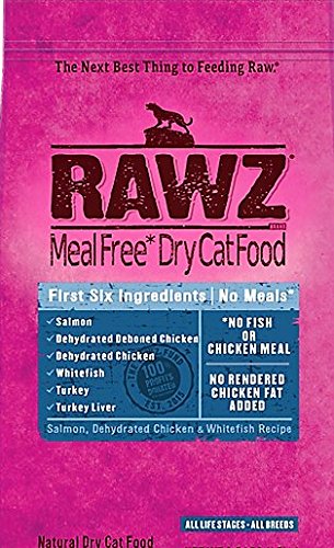 Rawz déshydraté pour chat saumon-poulet-poisson blanc, pratique à réhydrater pour repas pratique.