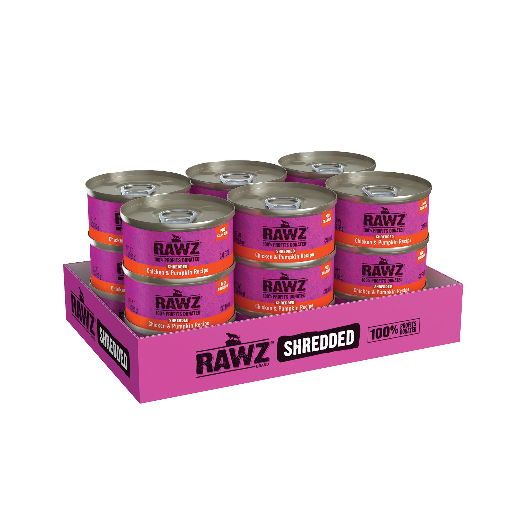 Étiquette sans BPA sur l’emballage Rawz pour chat.