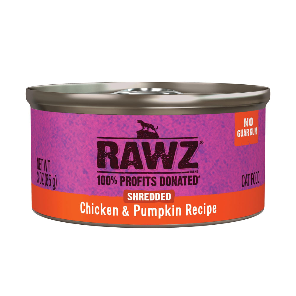 Boîte Rawz pour chat au poulet et potiron, texture appétente.