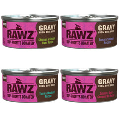 Rawz chat haché en conserve avec bouillon, texture tendre et hydratante.