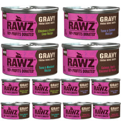 Rawz chat haché en conserve avec bouillon, repas pratique pour chat.