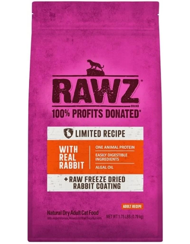 Rawz croquettes pour chat lapin avec revêtement lyophilise, texture attrayante et protéines riches.