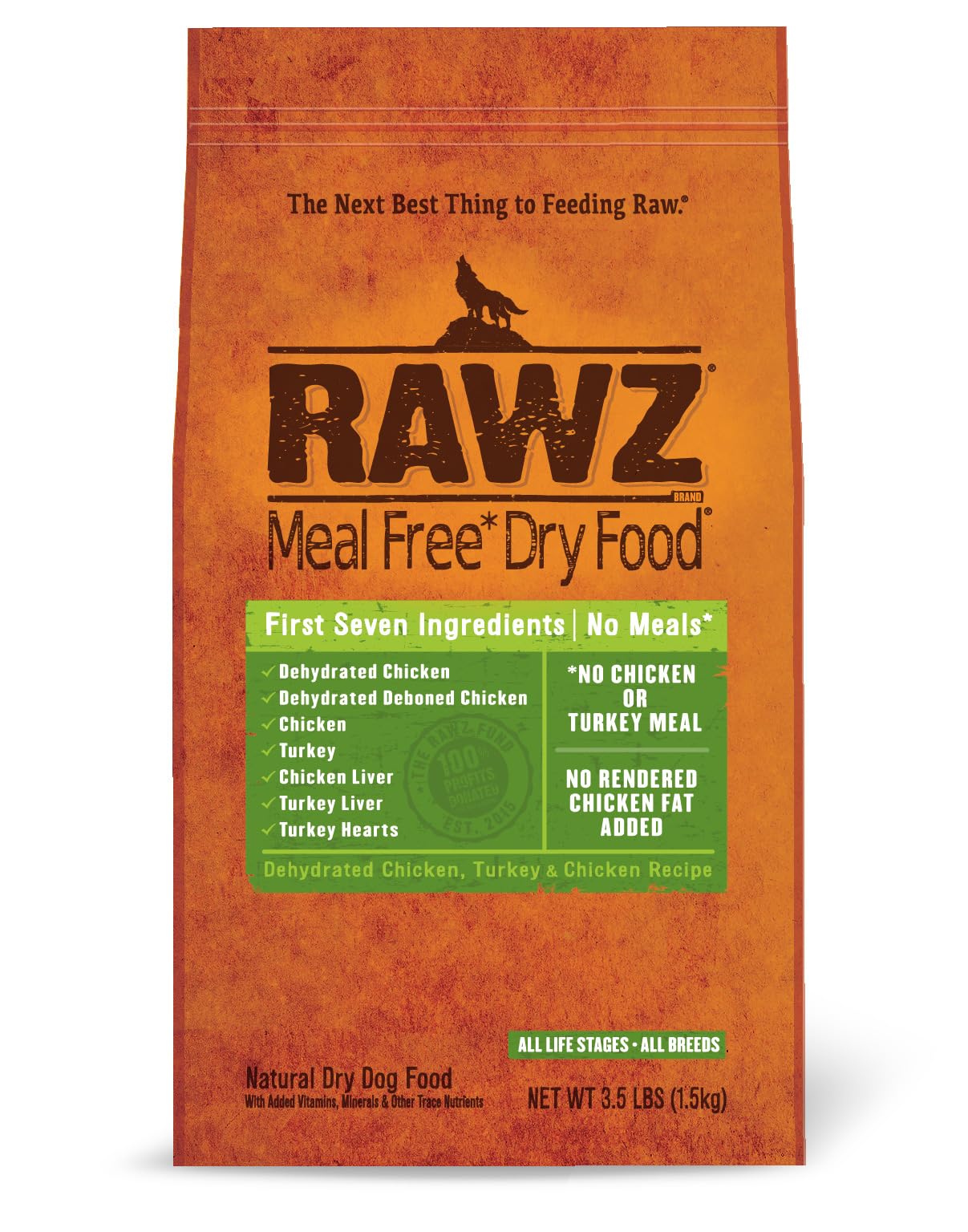 Rawz Meal Free – emballage affiché, protéine premium pour chien.