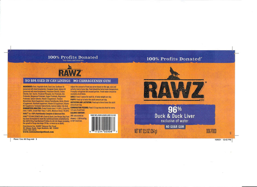 Paquet Rawz de douze boîtes de 12,5 oz chacun.