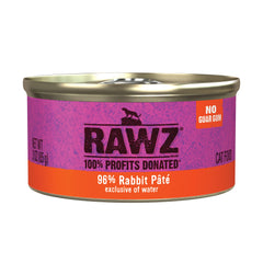 Rawz Pâté Chat Lapin en boîte, repas humide de haute qualité.