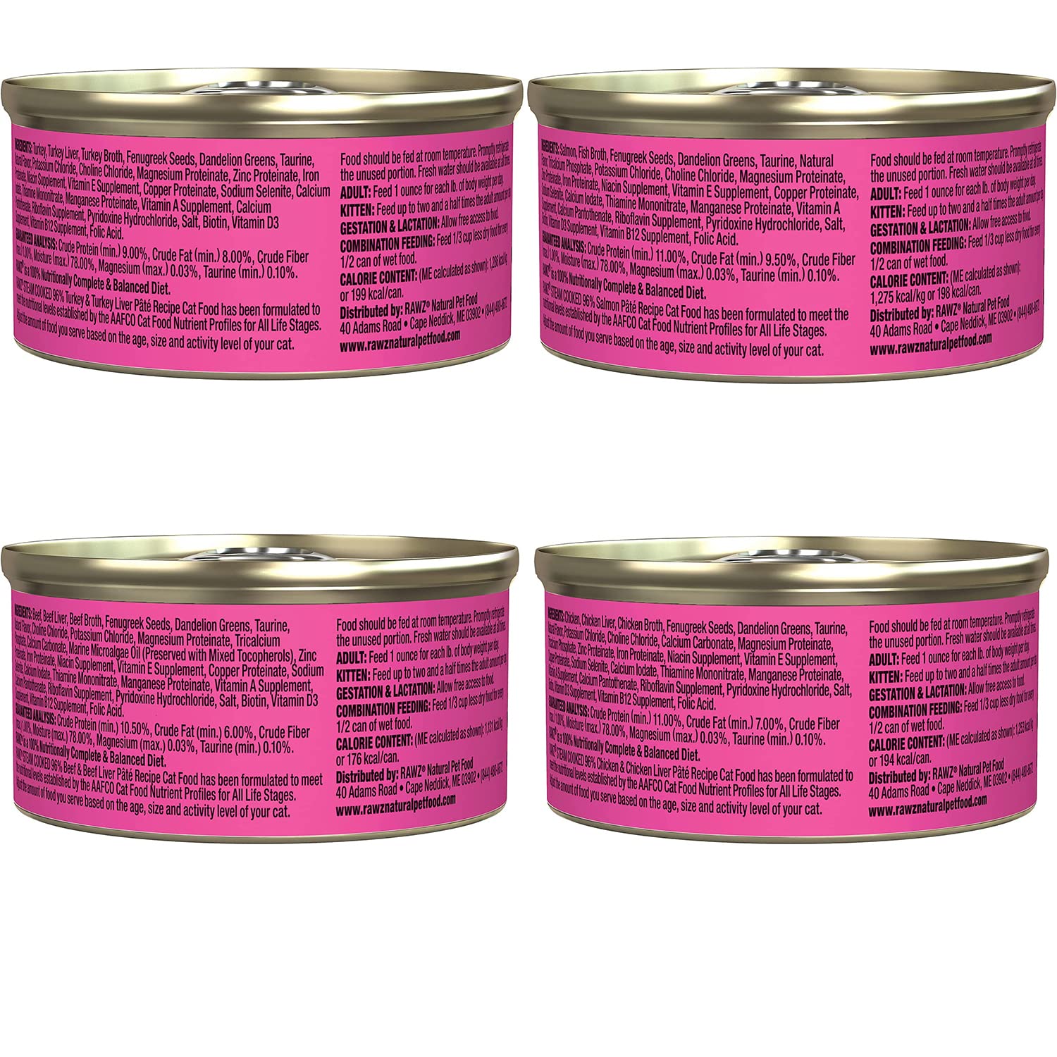 Rawz Pâté Chat Poulet en boîte 3oz, protéines réelles et repas équilibré.