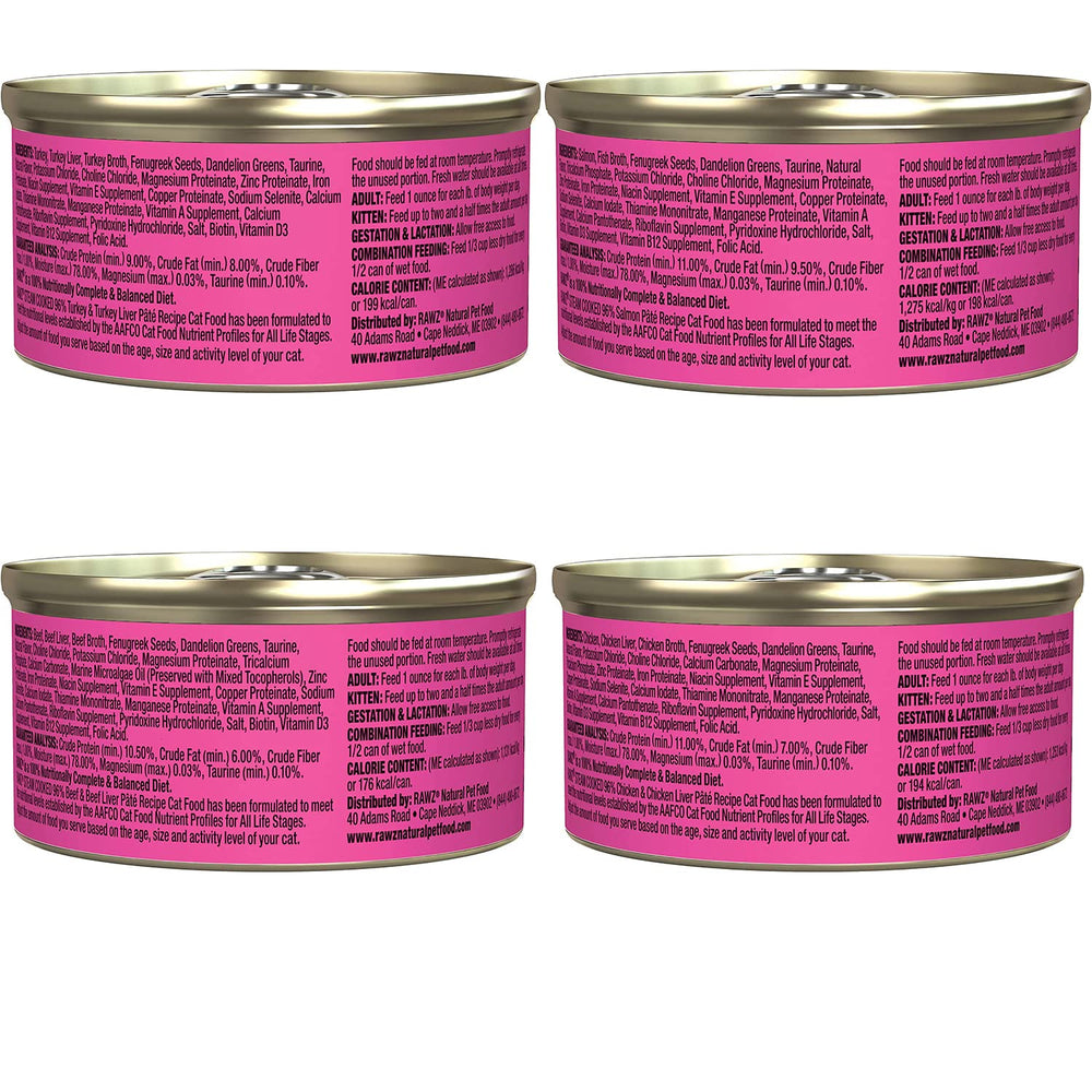 Rawz Pâté Chat Poulet en boîte 3oz, protéines réelles et repas équilibré.