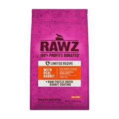 Rawz Real Rabbit emballage: repas sec naturel pour chat, pratique et sûr.