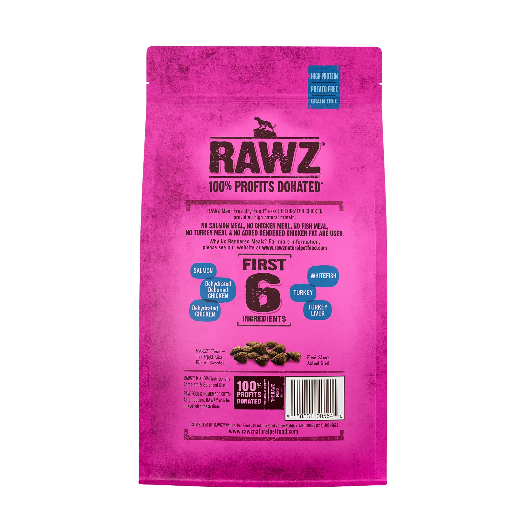 Rawz saumon et poulet déshydraté, bol-chat prêt à servir pour repas équilibré.