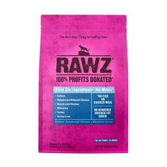 Rawz croquettes chat saumon poulet déshydraté, riche en protéines pour chats actifs.
