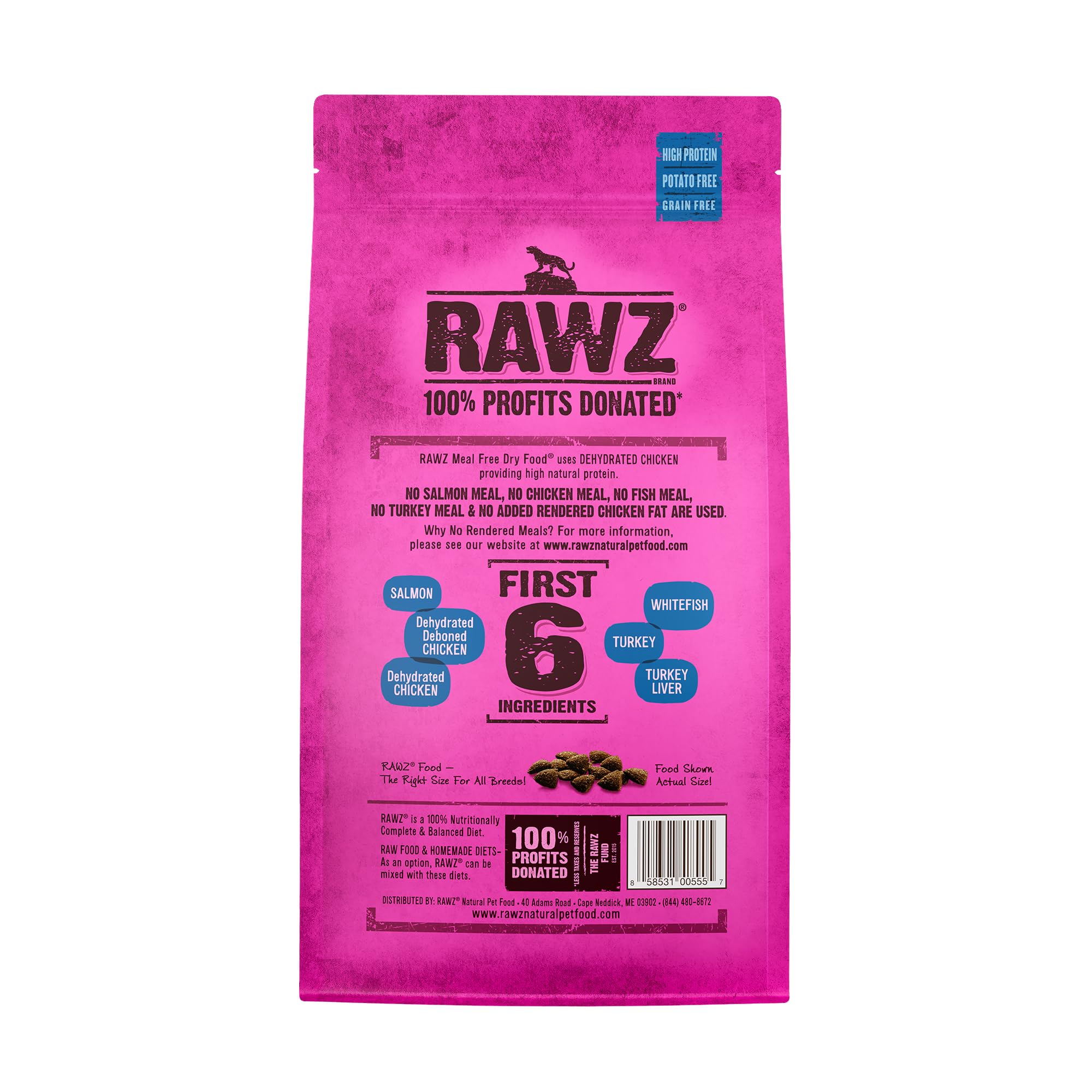 Rawz croquettes saumon-poulet-morue gros plan, texture croustillante