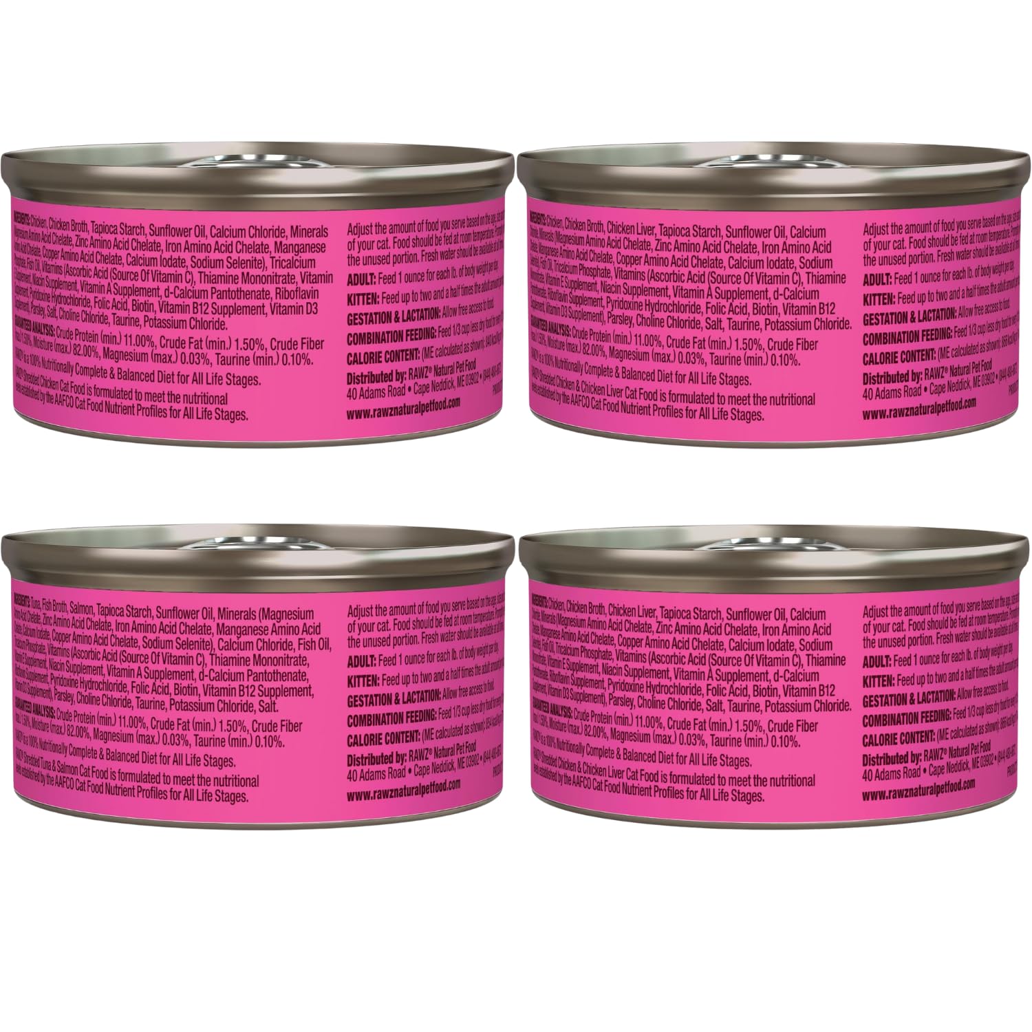 Rawz saveur thon et poulet, mélange savoureux pour chats gourmands.