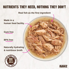 Rawz Morceaux-Thon-Saumon: repas appétissant et sain pour les chats.