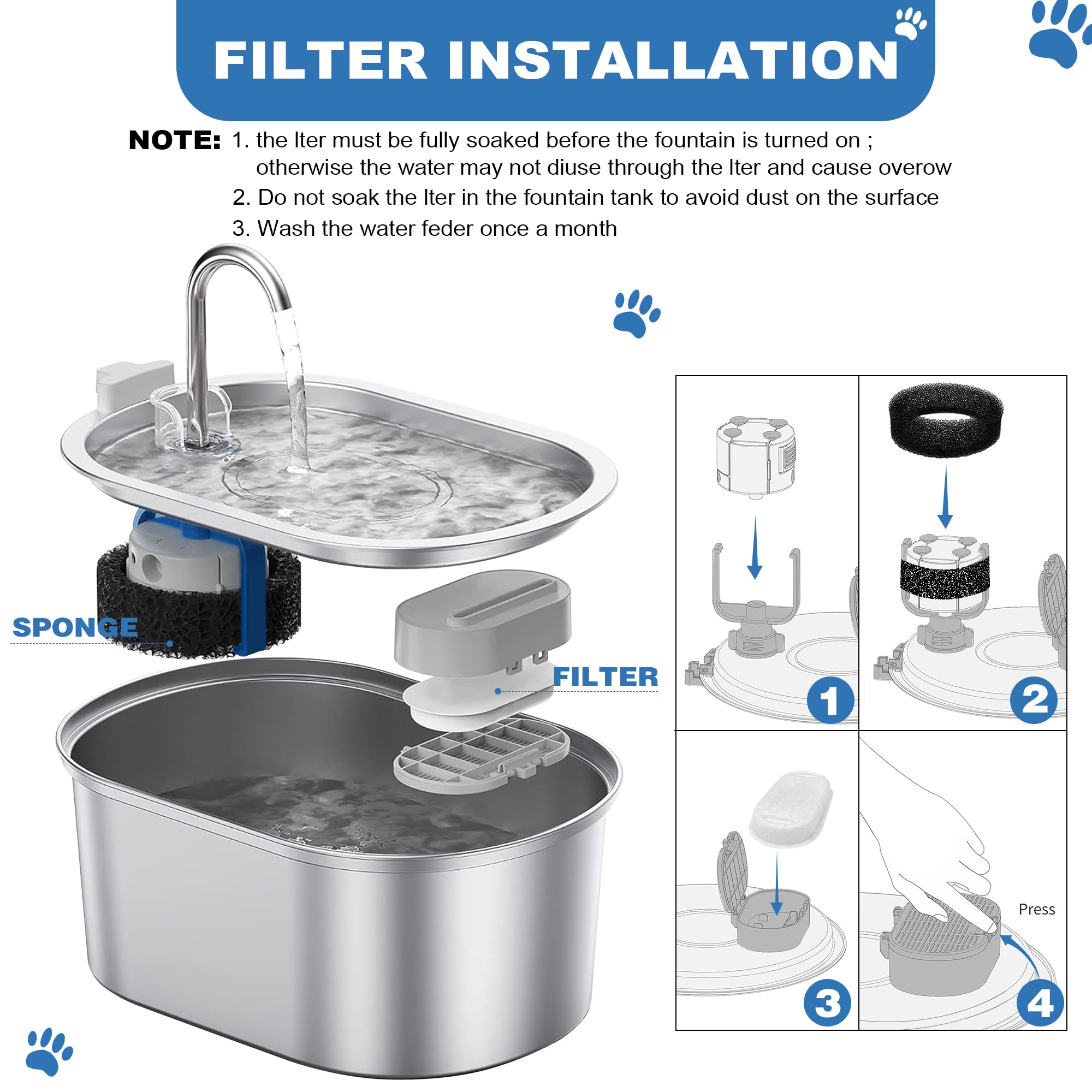 RBAYSALE filtre-chat-eau-fraiche apporte eau plus douce et agréable pour boire.