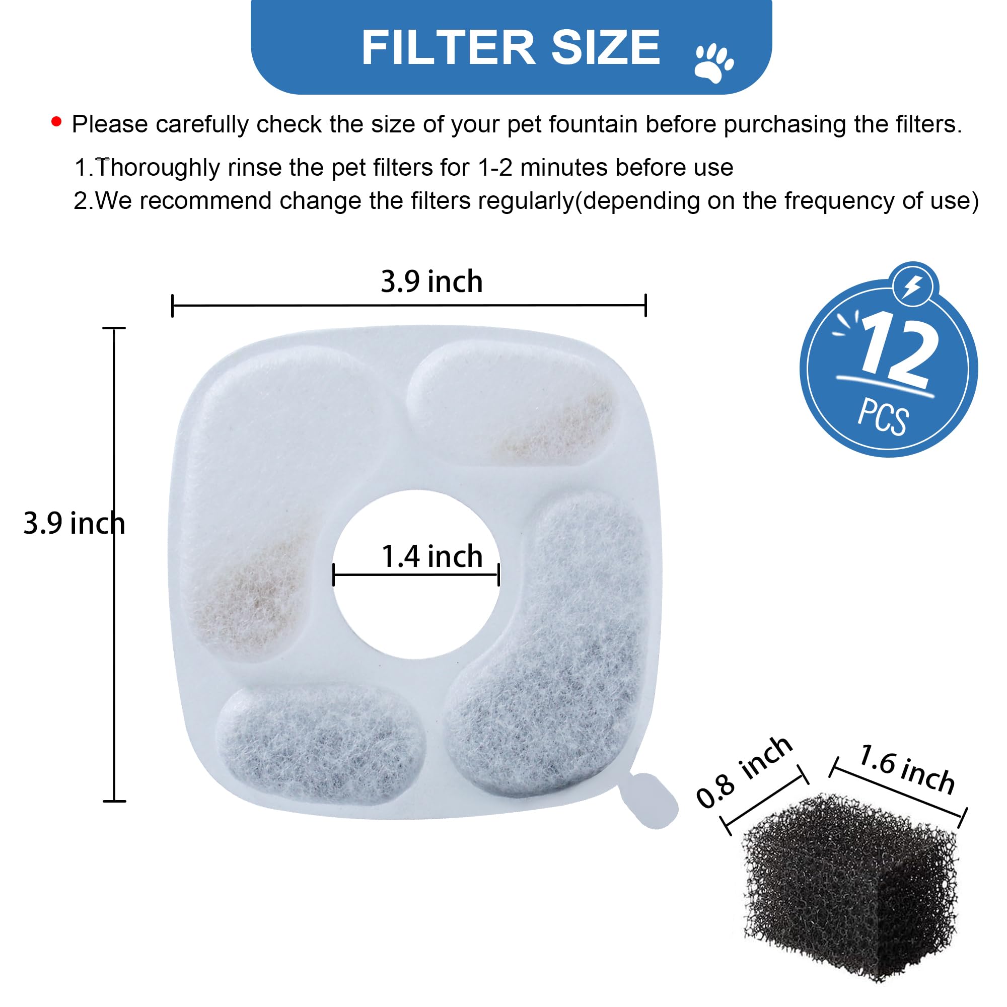 RBAYSALE filtre fontaine chat - conditionnement et remplacement faciles